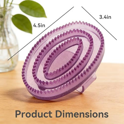 Rubber Curry Brush Purple Flexible Grooming Tool for Horses and Dogs, Comfortable Hand Strap, Helps Lift Loose Hair, Rinses Clean, Easy Grip - color: Purple