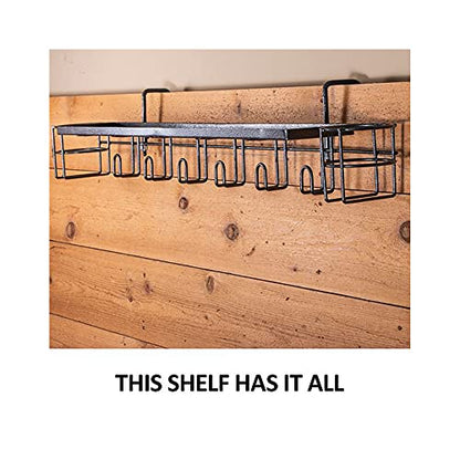 EASY-UP Pro 30 Shelf with Bottle Holders and Tack Hangers | Color Gray Armor Horse Stable Organizer | Rust-Resistant | Versatile Hanging Options | 7 Year Guarantee