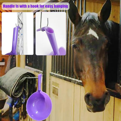 2 Quart Large Feed Scoop with Long Handle Grain Scoop for Horse Livestock Farm Large Dogs Water Ladle 8 Cups (Light Purple)