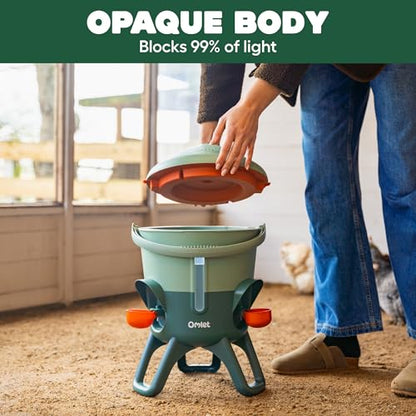 Omlet Insulated Chicken Waterer, 1.5 Gallon | Stay-Clean Automatic Water Dispenser for Chickens | BPA-Free | Anti-Roost Domed Lid | Includes 3 Cups & Nipples | Sage Green - color: Sage Green, size: 1.5 Gallon