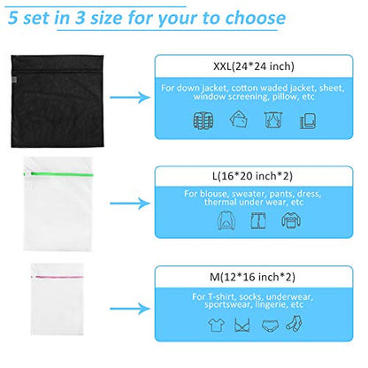 GOGOODA Mesh Laundry Bags for Delicates Durable Protective Wash Bags - size: 1XXL,2L,2M