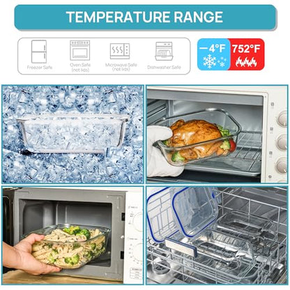 Vtopmart 2Pack 2260ml/76.4oz Extra Large Glass Storage Containers, Blue - color: Blue, size: 76.4oz