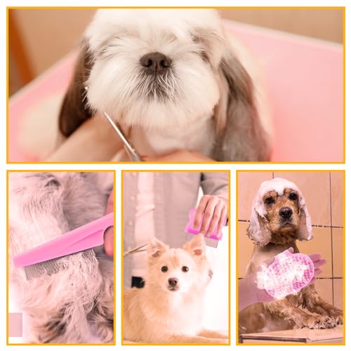 Complete Pet Grooming Solution by Dog - 9PCS Kit with Slicker Brush, Deshedding Tool, and Grooming Comb for All Breeds and Sizes, Promotes Healthy Skin and Coat - color: Pink, size: 10 PCS