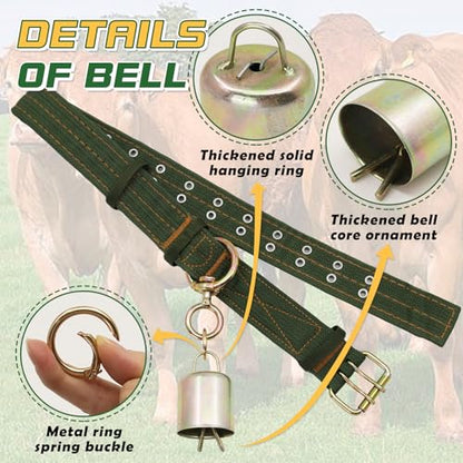 39.4 Inch Heavy Duty Adjustable Cow Collar with Anti-Lost Cow Bell - size: 39.4 Inch
