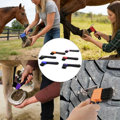 2-in-1 Hoof Pick for Horses with Soft Grip Rubber Handle(Purple) - color: Purple
