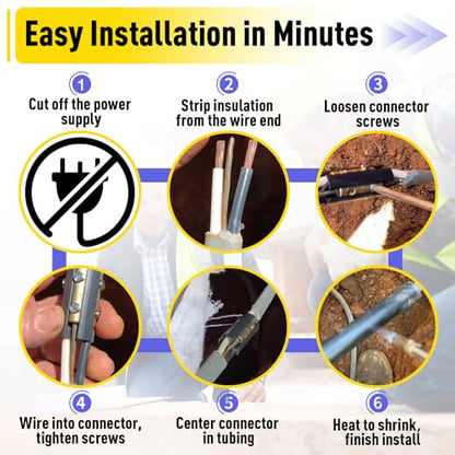 2 Sets Underground Wire Splice Kit for 14/3 to 8/3 Range Direct Burial Uf Wire Handle up to 600 Volts Maximum, Includes Splice Connectors and Heat, Shrink Tubing Electrical Cables - size: 2Pack