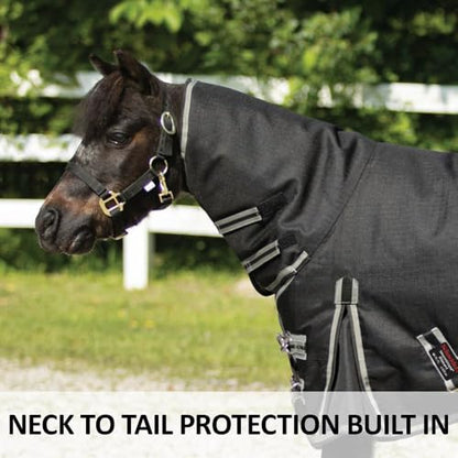 STORM SHIELD Classic II Mini Horse Turnout Blanket | Attached Neck Euro Fit | 1200D Ripstop Waterproof Protection | Contour Collar | Winter Horse Blanket - size: Horse Size 44, style: Sheet (no insulation)