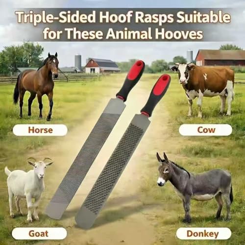 Horse Hoof Rasp 18 Inch T12 Carbon Steel Farrier File with Ergonomic Handle