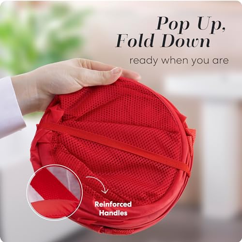 Handy Laundry Mesh Pop-Up Laundry Hamper, Collapsible Basket 2-Pack - color: Red, 2-PACK