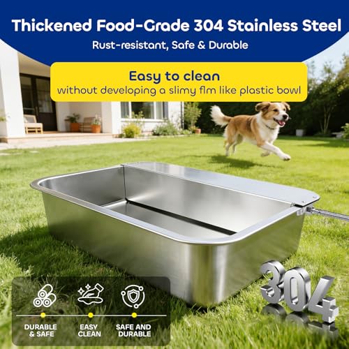Automatic Dog Water Bowl Dispenser, 3 Gallon/11.6L Pet Water Dispenser for Cats and Large Dogs, 304 Stainless Steel Self Filling Auto Dog Water Feeder Outdoor Chicken Waterer for Livestock