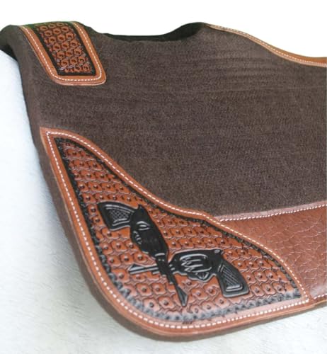Horse Western Contoured Wool Felt Therapeutic Saddle Pad Black 39208 - color: Brown