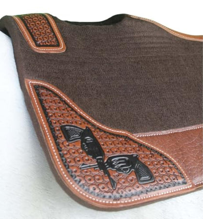 Horse Western Contoured Wool Felt Therapeutic Saddle Pad Black 39208 - color: Brown
