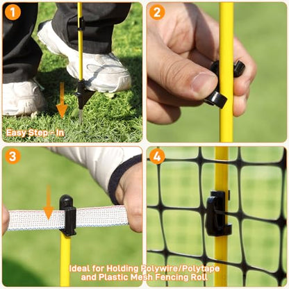 48In/4FT Fiberglass Step-in Electric Fence Posts