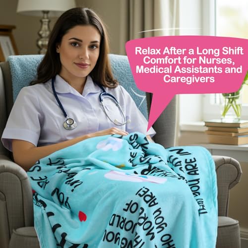 VitalCozy 4 Pack Nurse Blankets Gifts for Women Soft Flannel Throw Blanket Bulk Nurses Week Gifts for Medical Worker Nursing Student Graduation Party Favors, 40''x50'' - style: Nurse