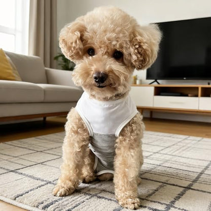 Dog Surgical Suit - Recovery Onesie for Dogs After Surgery, Spayed Female/Male Puppy, Breathable Anti-Lick Clothes, Alternative to Cone(Grey and White-XXS) - color: grey and white, size: XX-Small