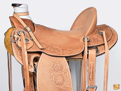 HILASON Western Horse Wade Saddle American Leather Ranch Roping Tan | Hand Tooled & for Horses