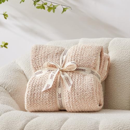 Snuggle Sac Twin XL Bed Blanket 66x90 inches, Super Soft Warm Beige Blankets for Bed, Living Room, Luxurious Microfiber Blanket Dupes, Heather Beige, 66x90 inches - color: Heather Beige, size: Twin-XL (66"x90")