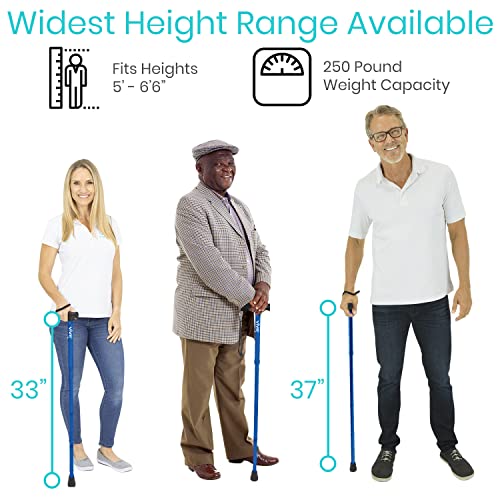 Vive Folding Cane - Foldable Walking Cane for Men, Women - Fold-up - color: Blue