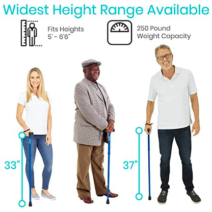 Vive Folding Cane - Foldable Walking Cane for Men, Women - Fold-up - color: Blue