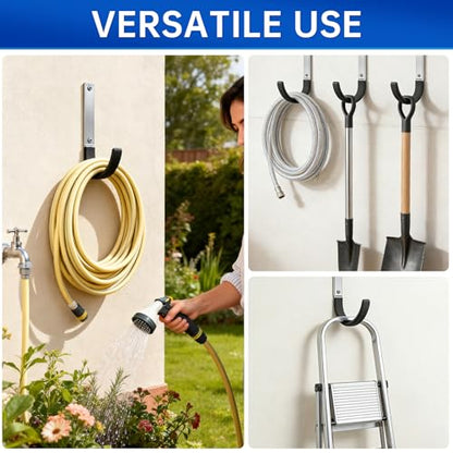 GeeWatom Heavy Duty Steel Garage Hooks,Garage Storage Utility Hooks,Heavy Duty Garage Garden Tool Organizer,Steel Wall Mount Hooks, Garden Hose Hanger, Black U Hooks (Dark Brown-2PC) - color: Dark Brown-2PC