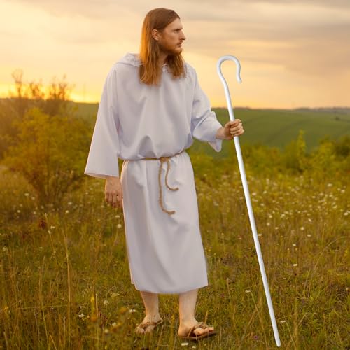 Spooktacular Creations White Shepherd Staff, Bo Peep Cane Shepherds Hook Prop Shepherdess Costume Accessories for Men Women Halloween Party