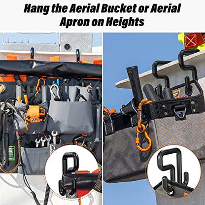 2 Pack Bucket Hooks, Aerial Bucket Hook, Fits for 3" Aerial-Bucket Lip, Hooks for Aerial Baskets, Lineman Bucket Tool Holder