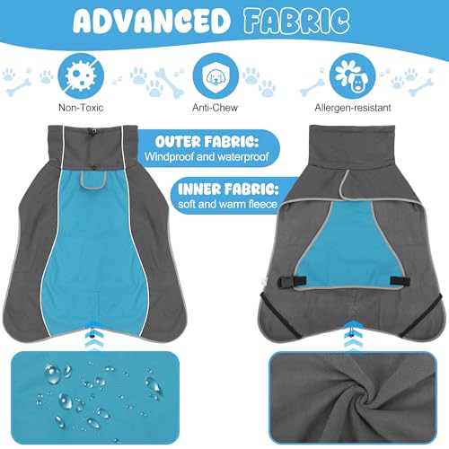 Dog Raincoat, Waterproof Dog Coat with Polar Fleece Lining - color: Blue, size: Small