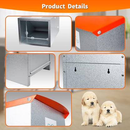 Dog Feeder Galvanized Pet Food Automatic Gravity Fed Dispenser 25lbs - color: Red(Feeder)