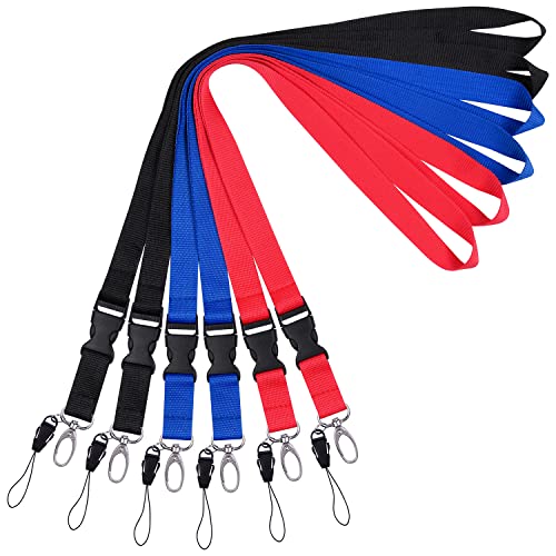Wisdompro Office Lanyard, 6 Pack 23" Neck Strap Lanyards - Black, Blue, Red - color: 6pack(2pcs Each Red, Black & Blue)