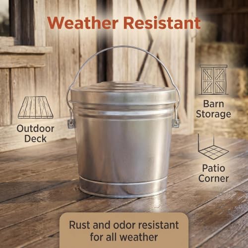 6 Gallon Galvanized Steel Storage Container with Locking Lid, Wire Handle