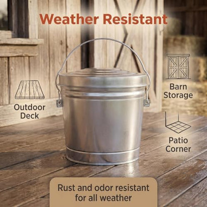 6 Gallon Galvanized Steel Storage Container with Locking Lid, Wire Handle