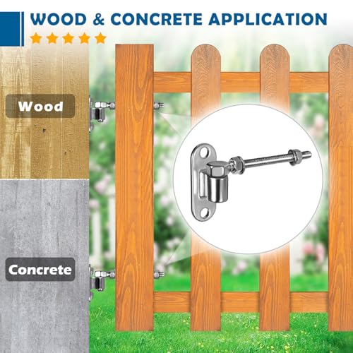 Farm Heavy Duty Gate Hinges, 2 Packs 6" SUS304 J Bolt Wall Mount Gate Hinges for Wooden or Concrete Fence with 5/8'' Pin, Farm Gate Capacity Up to 600lbs - color: 6" 2pcs + 2pcs eye hinges