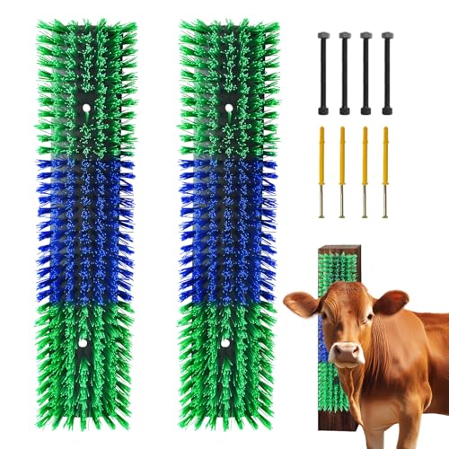 Livestock Scratch Brush With 8 Screws，Animal Back Scratching Brush for Cow,Cattle,Sheep, Horses,Pigs，Massage Grooming Tool(Green, 2pcs) - color: Green, size: 2pcs