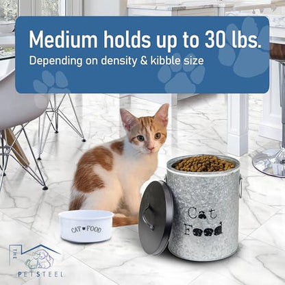 Medium 40lb Dog & 30lb Cat Pet Food Storage Canister with Scoop Combination – Durable & Airtight for Freshnesss, Minimalist Design & Recyclable, Medium Metal Container - size: Combo - Medium Dog 40lb & Medium Cat 30lb