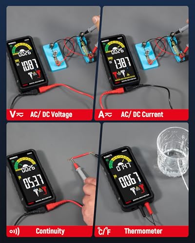 KAIWEETS Smart Multimeter Rechargeable Electrical Tester with Auto Ranging Digital Voltmeter Measures Voltage Current Resistance Continuity Capacitance Temperature Frequency NCV 6000 Counts TRMS - size: KM602 Full-Screen Smart Multimeter