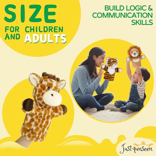 Giraffe Puppet Kids Hand Puppets Adults Large Safari Stuffed Animal for Story Time Teaching Educational Toy Adult Hands Fit Washable Stuffed Long Neck Cute Giraffe Plush Toys - color: Giraffe