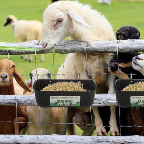 6 PCS Black Goat Feeder Hanging Pig Feeder with Clips 5 Quart Chicken Feeder Trough Poultry Feeder Hanging Goat Mineral Feeder Chicken Coop Feeder and Waters for Livestock, Pets, Poultry