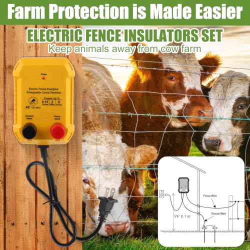 Electric Fence Kit, 2 Mile 110 VAC 0.15 J Fence Charger, 3366 ft Polywire - size: 3366FT, style: 0.15J