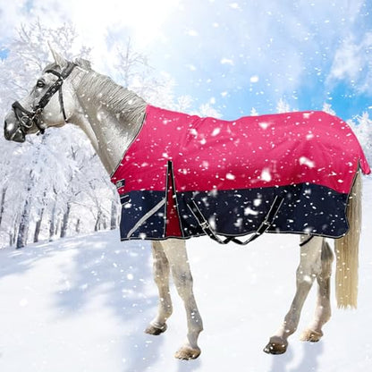 1200D Winter Horse Blanket,300g Fill,Red/Blue 78'' - color: Red/Blue 300g Fill, size: 78''