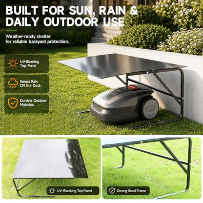 Robot Mower Garage, Rainproof UV-Proof Shelter for All Mowers（Large-Size） - color: black
