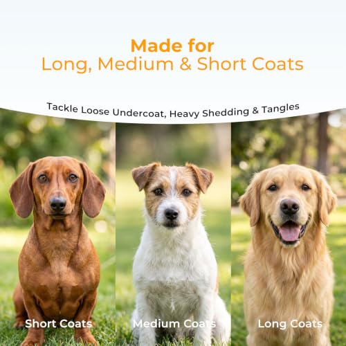 Deshedding Dog Brush Grooming Kit for Dogs & Cats, All Coat Types