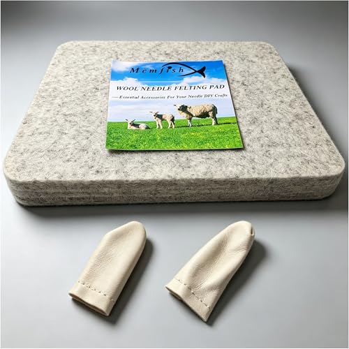 Wool Needle Felting Pad, Felting Mat, Wool Art Block Supplies, 10x8x1 inch | Needled Felt Mat Block,Thick and Firm Base, Includes 1 Pair of Leather Finger Guards,Needle Felting Block for beginners Adult - size: 10inch*8inch