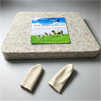 Wool Needle Felting Pad, Felting Mat, Wool Art Block Supplies, 10x8x1 inch | Needled Felt Mat Block,Thick and Firm Base, Includes 1 Pair of Leather Finger Guards,Needle Felting Block for beginners Adult - size: 10inch*8inch