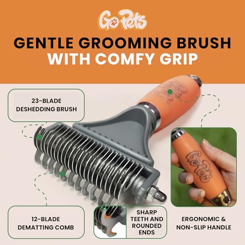 GoPets 2-in-1 Deshedding & Dematting Comb & Grooming Brush for Dogs & Cats - style: 2-Sided Dematting Comb