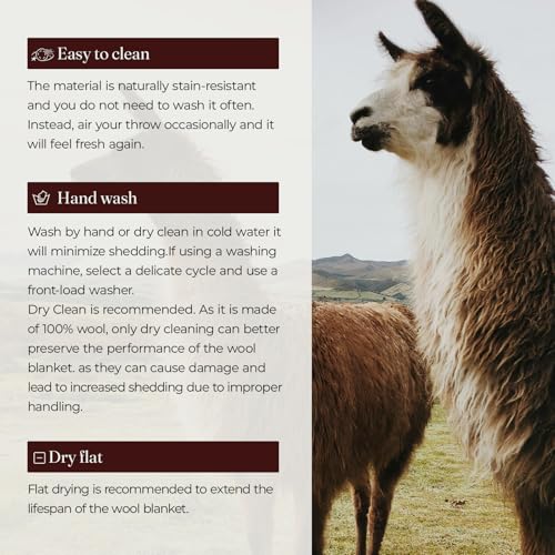 Alpaca Wool Blanket 50% Alpaca 50% Sheep Wool Blend, Ultra-Soft