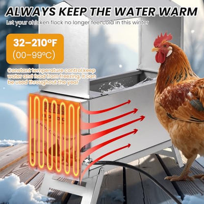 1.5 Gallon Heated Chicken Waterer Freeze Proof for Winter