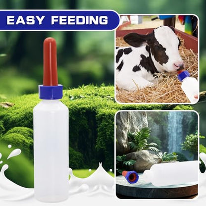 2PCS 500ml Calf Nursing Feeder Bottles with Screw Silicone Nipple | Leak-Proof Detachable Easy Clean Food Grade Calf Bottle, Farm Animal Milk Feeder for Calf Lamb Goat Sheep Newborn Livestock