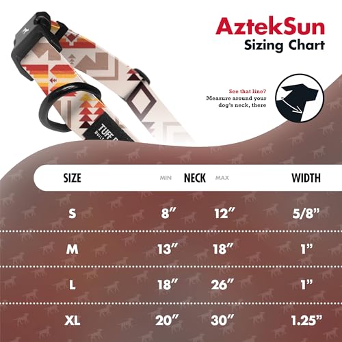 Tuff Pupper Premium Adjustable Dog Collar for Medium Boy & Girl Dogs, Stylish Pattern Collars Designed in USA, Quick Release Buckle, AztekSun Print, Medium (1 Inch Wide x 13-18 Inch Neck) - color: AztekSun, size: Medium