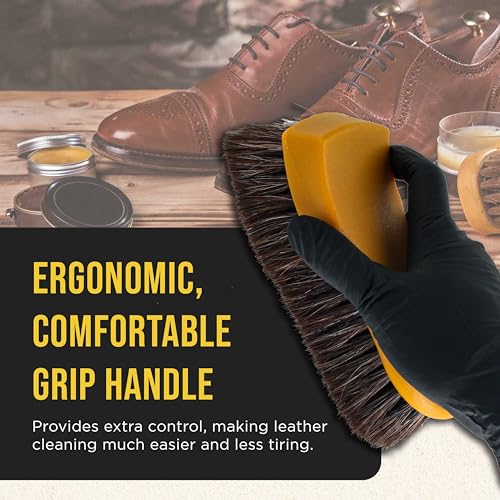Dura-Gold Long Bristle Horse Hair Leather Cleaning Brush - Scrub Clean Car