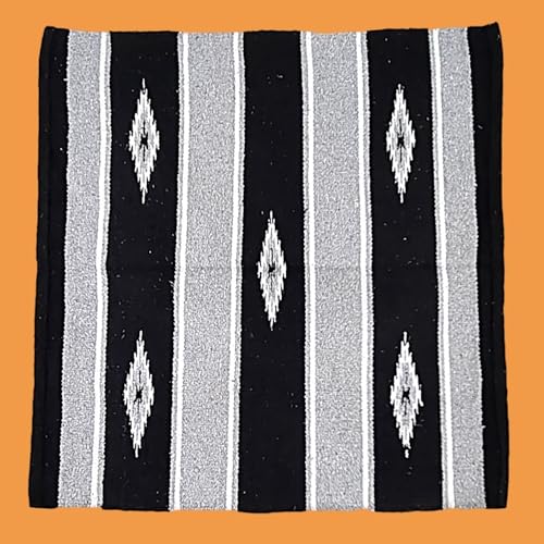 Majestic Ally 36"x34" Navajo Design Acrylic Saddle Blanket for Horses - 2.4 lbs - Gray and Black - color: Gray and Black